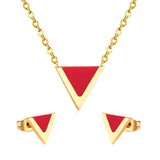 ASON Children Triangle Pendant Necklace Stainless Steel Small Stud Earrings Shell Jewelry Sets Party For Girl Women Fashion