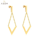 ASON Elegant V Letter Drop Earrings 316L Stainless Steel Geometric Hanging Dangle Earrings for Women Accessories Jewelry