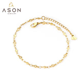 ASON Small Heart Geometric Charm Accessories Link Chain Anklets Gold Color Stainless Steel for Women Fashion Summer Jewelry