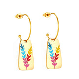 Ear Of Wheat Brand Design Drop Earrings Gold Plated Acrylic Rectangle Charms Fairy Ladies Trendy Pendients Piercing