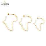 ASON Gigantic Gold Color 316L Stainless Steel Africa Map Huge Hoop Earring Ear Stud for Women Girl Gift Jewelry Accessories