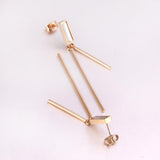 Pendientes largos de gota para mujer, aretes cuadrados de acero inoxidable de Color dorado, pendientes colgantes de Navidad, joyería de moda