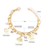 ASON Unique Extender Link Chain Bracelets Stainless Steel Gold Color Tree With Round Cubic Zirconia Adjustable Bracelets