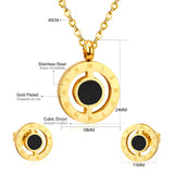 ASON Round Love Shell Top 316L Stainless Steel Gold Wedding Jewelry Sets for Women Necklace Pendant Small Stud Earring