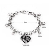 ASON Silver Color 316L Stainless Steel Bangle Heart Pendant Bracelet with Steel Ball Charm for Women Jewelry Party Gift