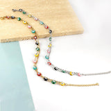 ASON Boho Mixed Color Ball Cat Eyes Accessories Multi-layer Chains Anklet Gold Color Stainless Steel For Women Jewelry Gift