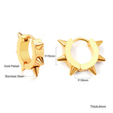 ASON Spikes Hip-hop Punk Hoops Earrings Gold Color Stainless Steel For Women Men Fashion Jewelry Accessorie Daily Wear Boho