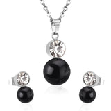 ASON  Classic Jewelry Dubai Jewelry Sets Round Imitation Pearl Pendant Necklace Earring Sets With Round Zirconia Pendants