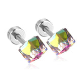 Pendientes de acero inoxidable con tornillo para niños, joyería de moda para mujer, pendientes de cristal navideños, pendientes brincos 