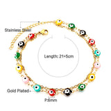 ASON Boho Mixed Color Ball Cat Eyes Accessories Multi-layer Chains Anklet Gold Color Stainless Steel For Women Jewelry Gift