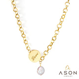 ASON-collar con colgante de perlas barrocas para mujer, cadena grande de acero inoxidable 316L, joyería de moda de Color dorado, nuevo estilo 