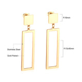 ASON Drop Earrings Jewelry Geometric Rectangle Long Dangle Stainless Steel Earring for Women Girls Party Fashion Gift