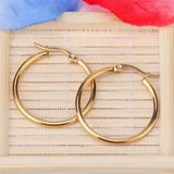 Gold Color Stainless Steel Hoop Earrings For Women Men Big/Small Circle Round Ear Jewelry Bijoux Acier Inoxidable