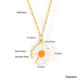 ASON Korean Fashion Sunflower Pendant Necklace for Women Stainless Steel Colorful Choker with Extender Jewelry Accessories