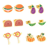 Vegetables Fruit Stud Christmas Earrings Set For Children Cute Stainless Steel Girls Earing Trendy Jewelry 2021 New