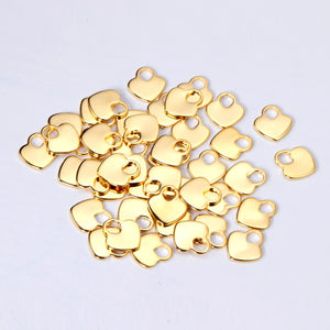 ASON 100 pcs/lot pendentif coeur en acier inoxydable pendentif coeur d'amour couleur or argent pour collier Bracelet fournitures de fabrication de bijoux