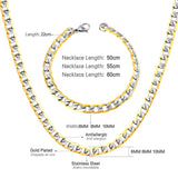 ASON Women/Men 6MM/8MM/10MM Width Necklace Set Stainless Steel Necklace with Bracelet Cuban Chain for Diy Jewelry Making