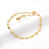 ASON Sweet Heart Charms Anklet Gold Color Stainless Steel Foot Chain with Extender 23+5cm Fashion Jewelry Party Gift