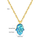 ASON – Collier pour enfants en acier inoxydable, pendentif main bleue mignonne, chaînes de couleur or, Collier cadeau de fête, bijoux 