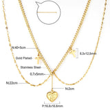 ASON Fashion Heart Cross Multi-layer Chain Pendant Necklace Gold Color Stainless Steel Choker for Women Jewelry Accessories