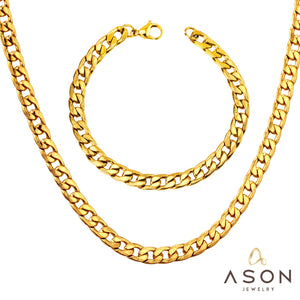 ASON – ensemble de colliers pour femmes/hommes, collier en acier inoxydable trois couleurs avec bracelet, chaîne cubaine pour la fabrication de bijoux à faire soi-même