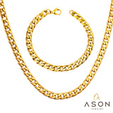 ASON – ensemble de colliers pour femmes/hommes, collier en acier inoxydable trois couleurs avec bracelet, chaîne cubaine pour la fabrication de bijoux à faire soi-même