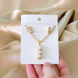 Fashion White Imitation Pearls Crystal Pendant Necklace Stud Earrings For Women Wedding Jewellry Sets bijoux femme