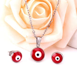 ASON – ensemble de bijoux en or pour femmes, accessoires en acier inoxydable, couleur rouge, pendentif oeil, collier, boucles d'oreilles, bijoux à la mode, cadeau de fête 