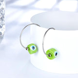 Brand Design Red Green Evil Eyes Charms Earrings Turkish Eyes For Woman Girls Half Round Earrings Hoop Pendientes