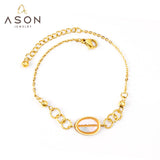 ASON-pulsera con dije en forma de concha de estilo Simple, brazalete de acero inoxidable de Color dorado con extensor de 17 + 3cm, joyería de regalo