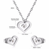 Ensembles de bijoux de mariée de mariage en acier inoxydable de dubaï, collier et boucles d'oreilles en forme de cœur CZ, ensembles de bijoux de fête pour femmes