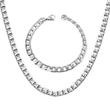 ASON Women/Men 6MM/8MM/10MM Width Necklace Set Stainless Steel Necklace with Bracelet Cuban Chain for Diy Jewelry Making