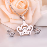 ASON Crown Pendant Necklace Charm Small Piercing Stud Earrings Jewelry Sets Gold Color Stainless Steel For Women