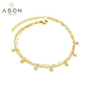 ASON – bracelet de cheville rond classique en acier inoxydable pour femmes, couleur or, accessoires à maillons multicouches, bijoux sur la jambe, fête