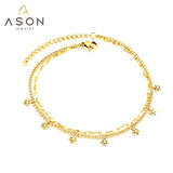 ASON Gold Color Stainless Steel Classic Round Accessories Multi-layer Link Chains Anklet For Women Jewelry On Leg Party