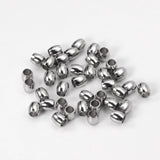 ASON 100 pcs/Lot perles d'espacement boule en vrac ovale en acier inoxydable 316L couleur or argent pour bricolage bracelet collier fabrication de bijoux