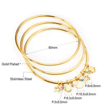 ASON 3 unids/set de pulseras con dije de concha de estrella hueca, brazaletes de acero inoxidable de Color dorado de 60mm para mujer, accesorio de joyería de moda