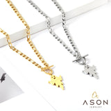 ASON Trendy Halloween Ghost Link Chain With OT Clasp Pendant Necklace Gold Color Stainless Steel For Women Men Jewelry Boho