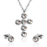 Jewelry Set Women Cross AAA Crystal Pendant Chain Necklace Stainless Steel Dubai African Jewelry Sets Christmas