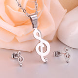 ASON couleur or 316L acier inoxydable ensembles de bijoux pour femmes 2019 musique pendentif collier petites boucles d'oreilles pour Femme 