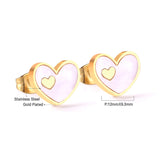 5 Colors Fashion Jewelry Stainless Steel Heart Stud Earring Set For Women's Shell Korean Earrings Set Brinco