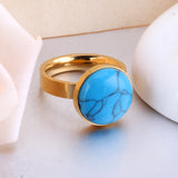 Anillo Vintage de moda para mujer, anillos esmaltados de piedra azul, joyería de moda al por mayor