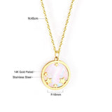 ASON Fashion 18mm Chain Round Star Shell Pendant Necklace Gold Color Stainless Steel for Women Party Gift Fashion Jewelry