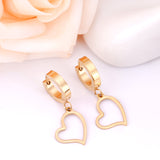 ASON Female Round Hoop Drop Earrings Stainless Steel Heart Pendants Earring Fashion Jewelry Collier 2022 New Anti-allergy