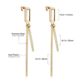 Long Drop Earring For Women Square Gold Color Stainless Steel Christmas Dnagle Earrings Fashion Jewelry pendientes