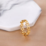 ASON anillo calado en forma de estrella de Color dorado, joyería de moda de acero inoxidable para mujeres y hombres, accesorios de joyería para regalo de fiesta 