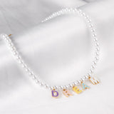 ASON lindo collar de perlas de imitación con cadena colgante de letra STAR DREAM para mujer regalo de fiesta, joyería de acero inoxidable 