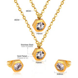 Fashion Flower Crystal Double Pendant Necklace Stainless Steel Jewelry Set For Female Wedding Necklace bijoux femme