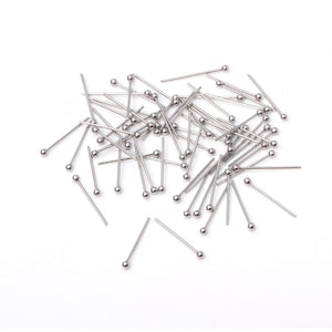 ASON 100 pcs/lot couleur argent en acier inoxydable trouver des épingles à tête sphérique aiguille à perles aiguille à tête ronde pour bricolage boucle d'oreille fabrication de bijoux