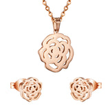 ASON Gold Color Accessories Classic Jewelry Flower Pendants Link Chains Necklace Earrings Jewelry Set For Women Wedding